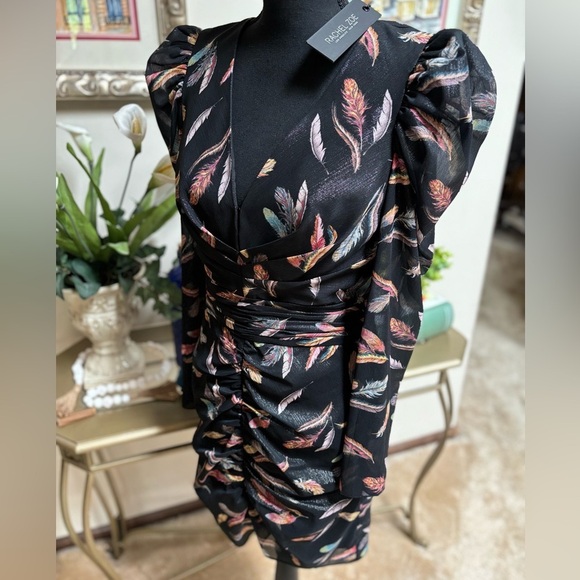 RACHEL ZOE BLACK SLOANE FORMAL COCKTAIL HOLIDAY SHIMMER MINI DRESS SZ 6 NWT - Picture 4 of 15